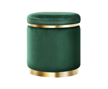LINDEN VELVET FABRIC OTTOMAN FOOTSTOOL - GREEN