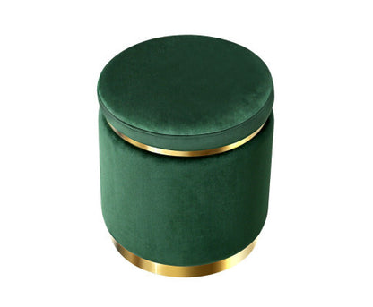 LINDEN VELVET FABRIC OTTOMAN FOOTSTOOL - GREEN