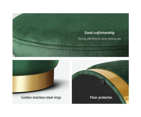 LINDEN VELVET FABRIC OTTOMAN FOOTSTOOL - GREEN