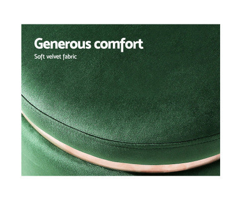 LINDEN VELVET FABRIC OTTOMAN FOOTSTOOL - GREEN