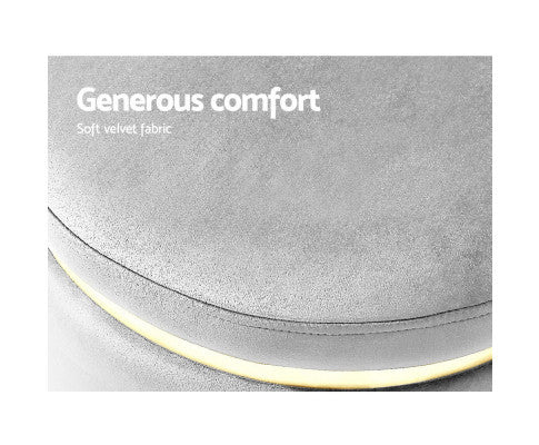 LINDEN VELVET FABRIC OTTOMAN FOOTSTOOL - GREY
