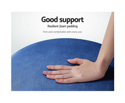 LINDEN VELVET FABRIC OTTOMAN FOOTSTOOL - NAVY