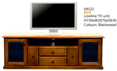 Ben Lowline TV Unit With Lead Light Clear Glass Doors -730(H) X 2070(W) - Assorted Colours Available