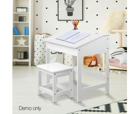 Artiss Kids Lift Up Desk With Stool - White
