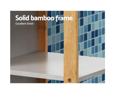 COLTON BATHROOM STORAGE TALL CABINET - NATURAL & GREY