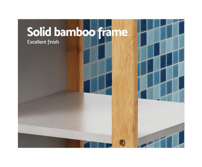 COLTON BATHROOM STORAGE TALL CABINET - NATURAL & GREY
