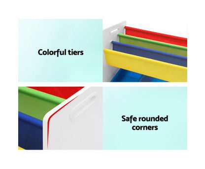 CARMEL 3-TIER  KIDS BOOKCASE WITH 6 STORAGE BOXES - WHITE