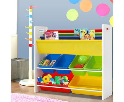 CARMEL 3-TIER  KIDS BOOKCASE WITH 6 STORAGE BOXES - WHITE