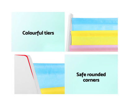 CARMEL 2-TIER  KIDS BOOKCASE WITH 6 STORAGE BOXES - WHITE