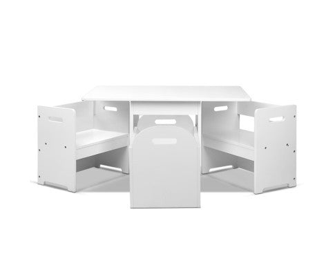 RUDY  KIDS TABLE AND CHAIR SET  - WHITE