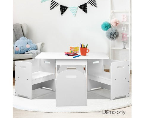 MONA KIDS TABLE AND CHAIR SET ( FUNKI-RUDY-WH) - WHITE