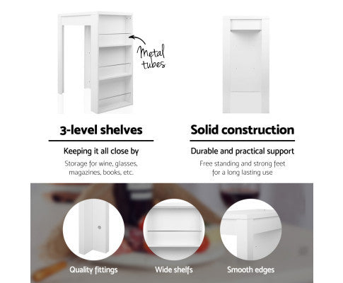 SHIRLEY 3 LEVEL BAR TABLE - WHITE