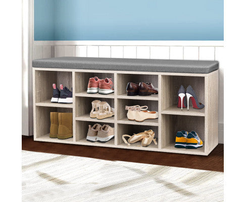 Shoe Rack With Cushion & 10 Compartments - 480(H) X 1020(W) - As Pictu ...