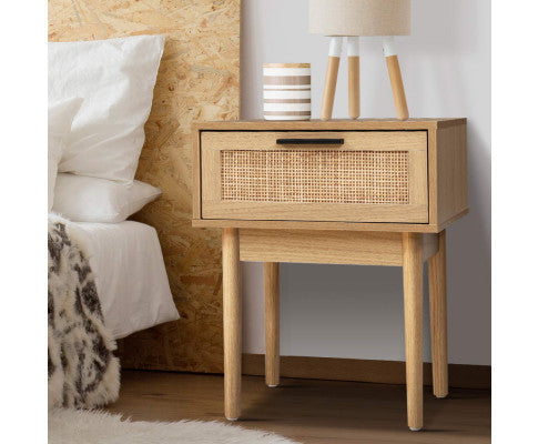 Johnson 1 Drawer Bedside Table - Natural