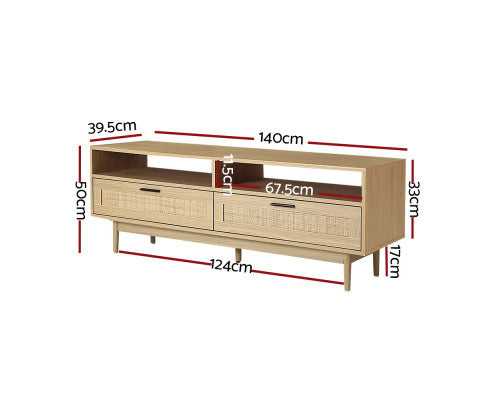 JOHNSON 2 DRAWER TV ENTERTAINMENT UNIT - WOODEN