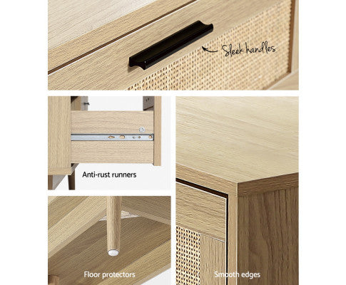 JOHNSON 2 DRAWER TV ENTERTAINMENT UNIT - WOODEN