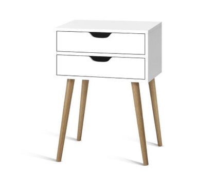PYKE 2 DRAWER BEDSIDE TABLE - WHITE
