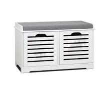 RONDA FABRIC SHOE BENCH WITH DRAWER - WHITE & GREY