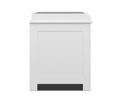 RONDA FABRIC SHOE BENCH WITH DRAWER - WHITE & GREY