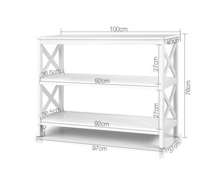 JARINE CONSOLE / HALL TABLE WITH SHELVES - 1000(W) - WHITE