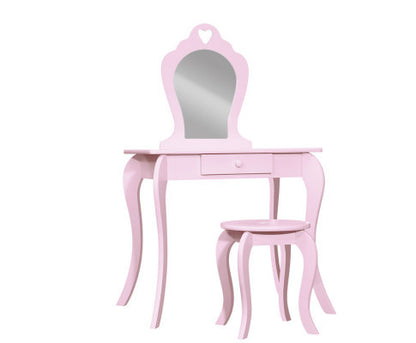 KIANNA KIDS VANITY DRESSING TABLE WITH MIRROR & STOOL - PINK