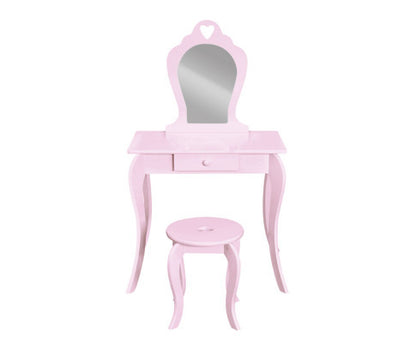 KIANNA KIDS VANITY DRESSING TABLE WITH MIRROR & STOOL - PINK