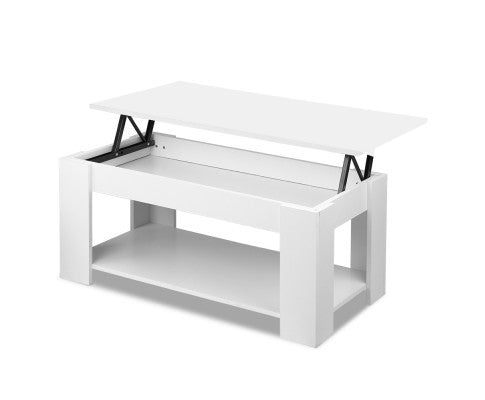 MECHANICAL COFFEE TABLE WITH LIFT-TOP - 980(W) x 500(D) - WHITE