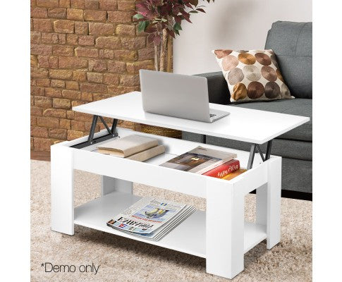 MECHANICAL COFFEE TABLE WITH LIFT-TOP - 980(W) x 500(D) - WHITE