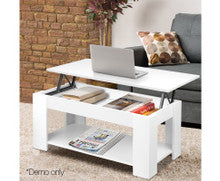 MECHANICAL COFFEE TABLE WITH LIFT-TOP - 980(W) x 500(D) - WHITE