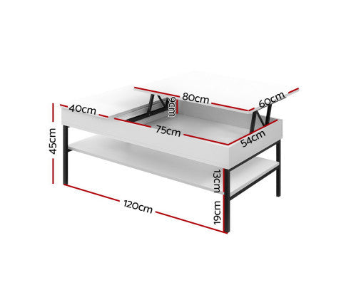 SPARROW LIFT-UP COFFEE TABLE - WHITE