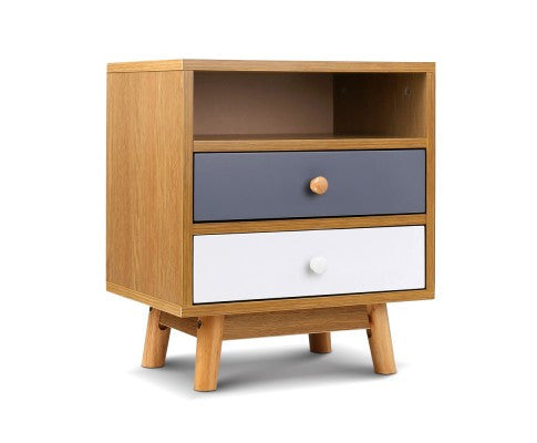 Yuma 2 Drawer Bedside Table - As Pictured