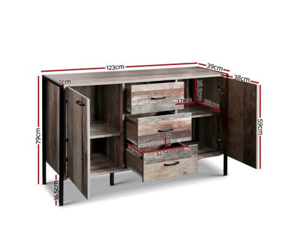 KELLAN INDUSTRIAL SIDEBOARD WITH 2 DOORS & 3 DRAWERS - NATURAL