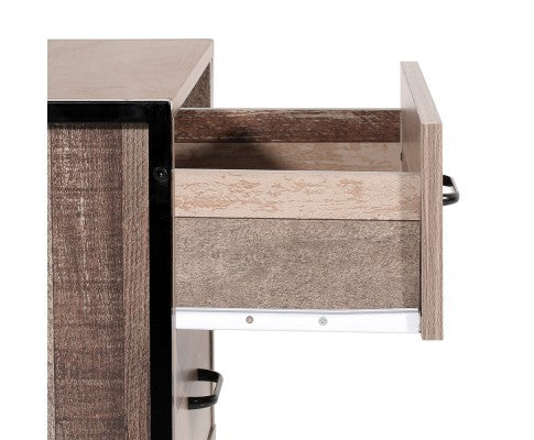 KELLAN INDUSTRIAL 2 DRAWERS  BEDSIDE TABLE - NATURAL