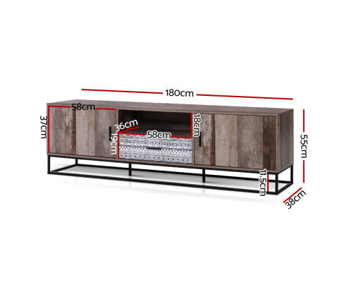 KELLAN TV ENTERTAINMENT UNIT 1800(W) - DARK WOOD & BLACK