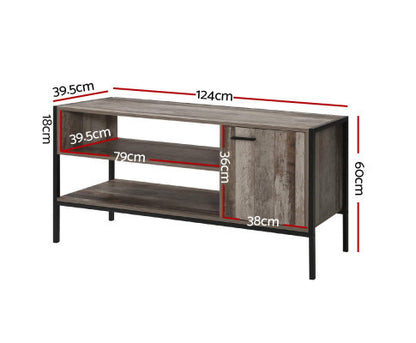 KELLAN TV CABINET ENTERTAINMENT UNIT 1240(W) - DARK WOOD & BLACK