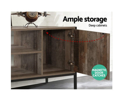 KELLAN TV CABINET ENTERTAINMENT UNIT 1240(W) - DARK WOOD & BLACK