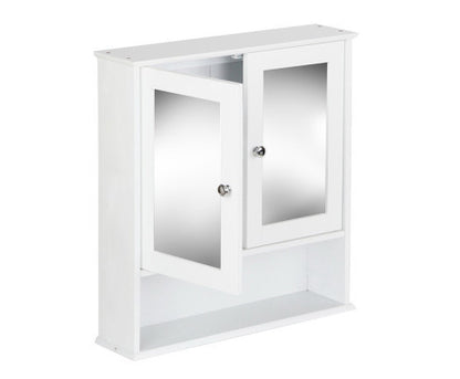 BELLAMY BATHROOM 2 DOOR STORAGE CABINET WITH MIRROR - WHITE