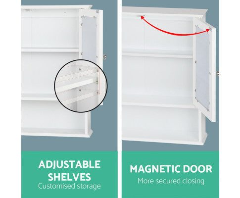 BELLAMY BATHROOM 2 DOOR STORAGE CABINET WITH MIRROR - WHITE
