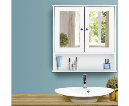 BELLAMY BATHROOM 2 DOOR STORAGE CABINET WITH MIRROR - WHITE