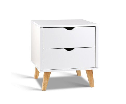 Homer 2 Drawer Bedside Table - White