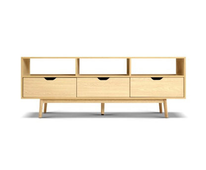 ETINA SCANDINAVIAN ENTERTAINMENT UNIT WITH 3 DRAWERS - 600(H) x 1600(W) - NATURAL