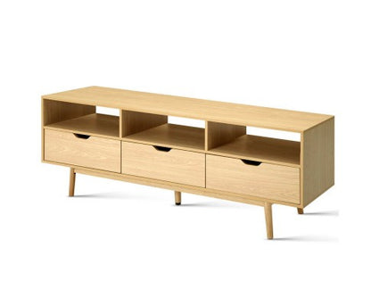 ETINA SCANDINAVIAN ENTERTAINMENT UNIT WITH 3 DRAWERS - 600(H) x 1600(W) - NATURAL