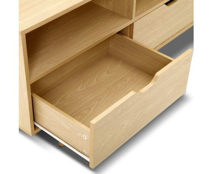 ETINA SCANDINAVIAN ENTERTAINMENT UNIT WITH 3 DRAWERS - 600(H) x 1600(W) - NATURAL