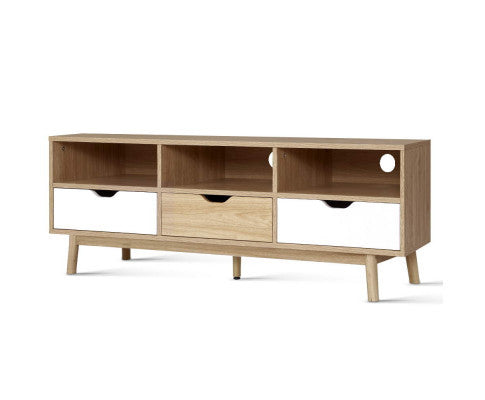 ETINA TV CABINET ENTERTAINMENT UNIT - OAK & WHITE