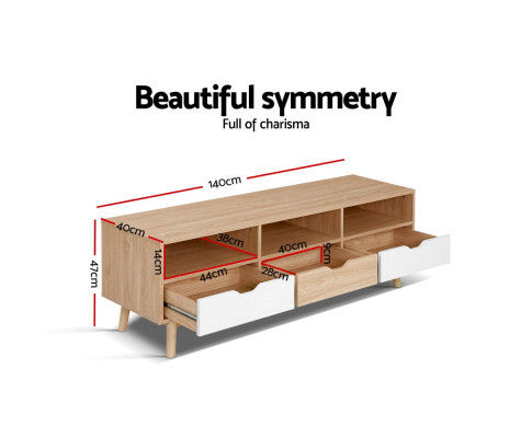 ETINA TV CABINET ENTERTAINMENT UNIT - OAK & WHITE