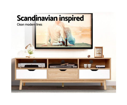 ETINA TV CABINET ENTERTAINMENT UNIT - OAK & WHITE