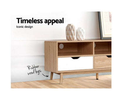 ETINA TV CABINET ENTERTAINMENT UNIT - OAK & WHITE