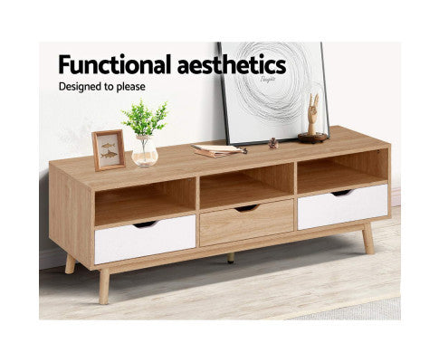 ETINA TV CABINET ENTERTAINMENT UNIT - OAK & WHITE