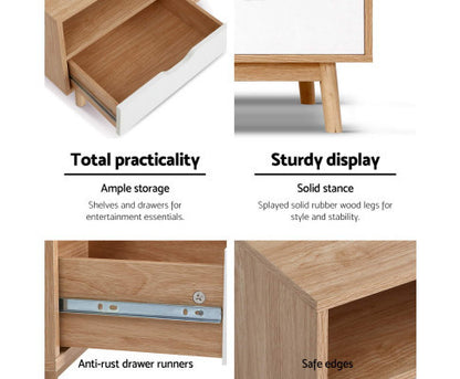 ETINA TV CABINET ENTERTAINMENT UNIT - OAK & WHITE