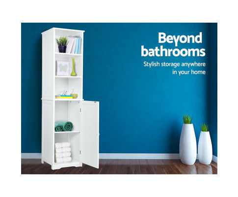 FLAVIAN BATHROOM STORAGE TALL CABINET - WHITE
